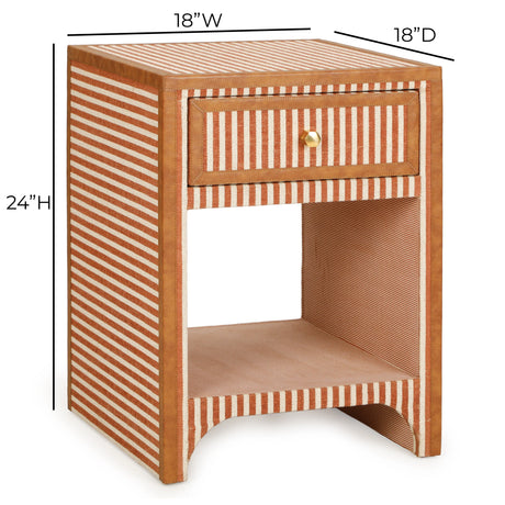 Kora 18" Cotton Jute 1-Drawer Designer Nightstand by TOV Furniture at Eve Furniture