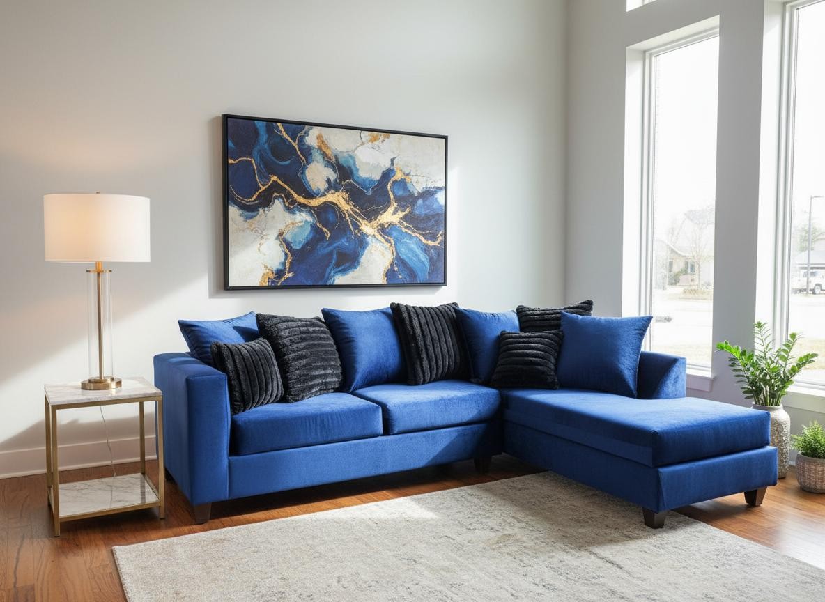 Kora Blue 2-Piece RAF Sectional by New Era Innovations at Eve Furniture