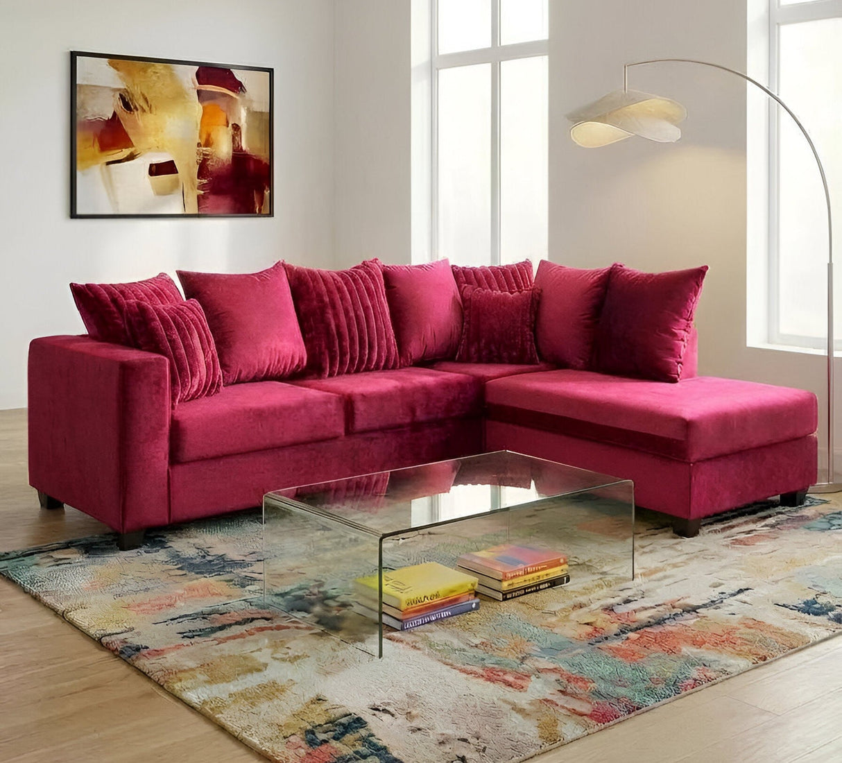 Kora Fuchsia 2-Piece Right Arm Facing (RAF) Sectional by New Era Innovations at Eve Furniture