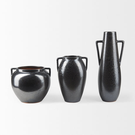 Kora Medium Dark Metallic Double Ear Vase by Mercana at Eve Furniture
