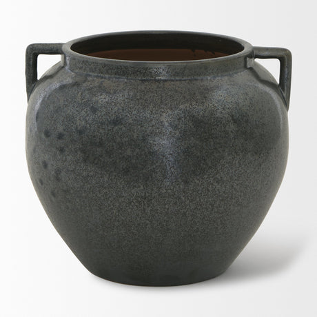 Kora Short Dark Metallic Double Ear Vase by Mercana at Eve Furniture