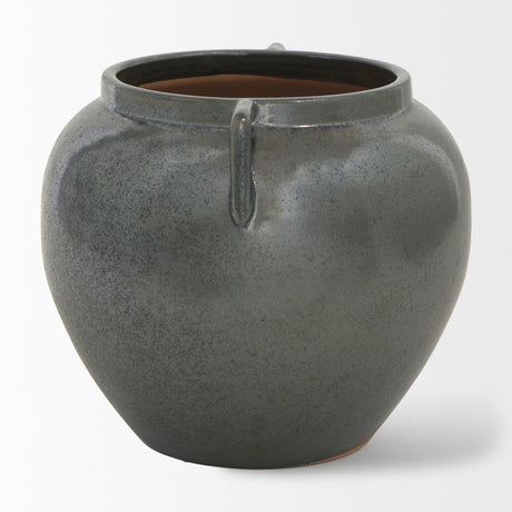Kora Short Dark Metallic Double Ear Vase by Mercana at Eve Furniture