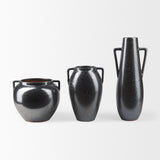 Kora Short Dark Metallic Double Ear Vase by Mercana at Eve Furniture