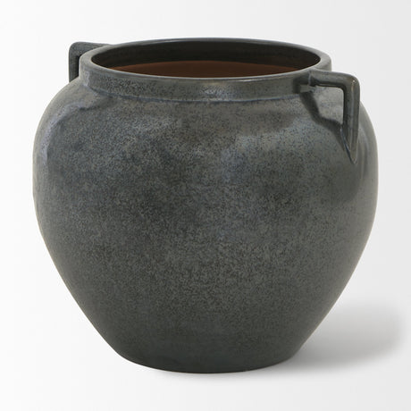 Kora Short Dark Metallic Double Ear Vase by Mercana at Eve Furniture