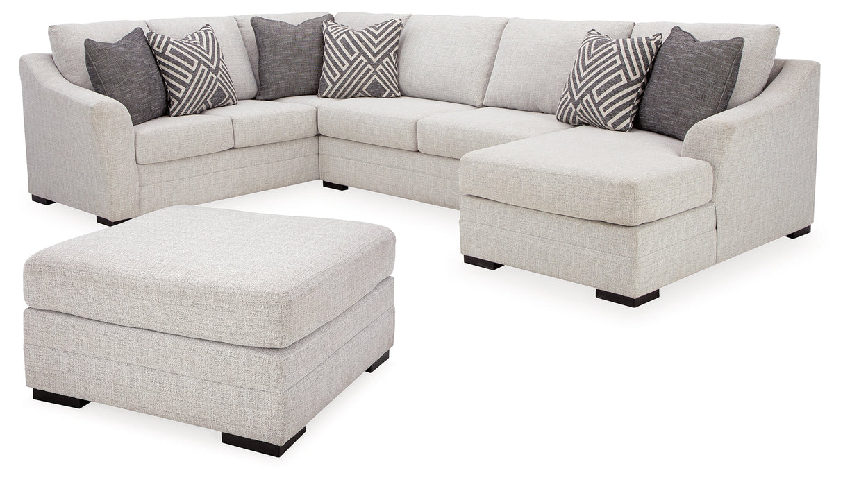 Koralynn Stone 3-Piece RAF Sectional with Ottoman by Ashley at Eve Furniture