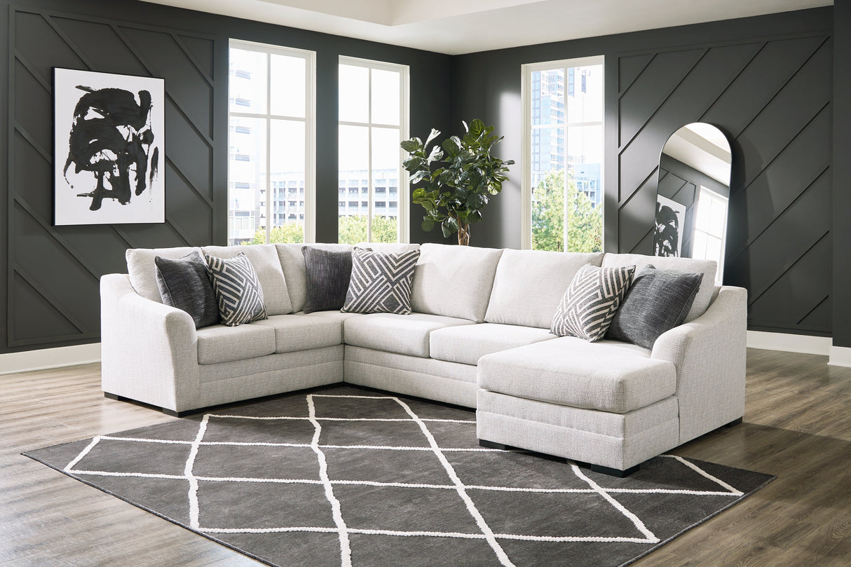 Koralynn Stone 3-Piece RAF Sectional with Ottoman by Ashley at Eve Furniture