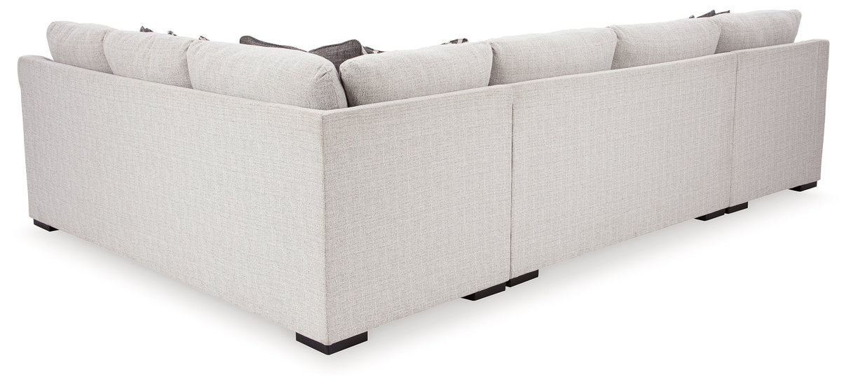 Koralynn Stone 3-Piece LAF Sectional with Ottoman by Ashley at Eve Furniture