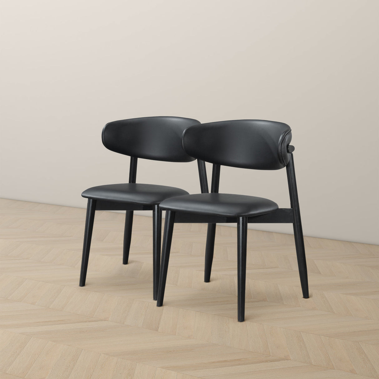 Korbin Black Vegan Leather Dining Chair (Set Of 2) by Ashcroft Imports at Eve Furniture