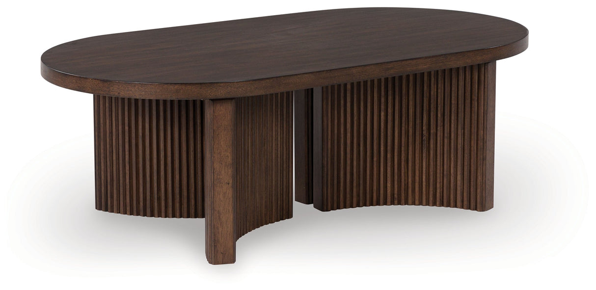 Korestone Coffee Table with 1 End Table in Dark Brown by Ashley at Eve Furniture