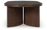 Korestone Coffee Table with 1 End Table in Dark Brown by Ashley at Eve Furniture