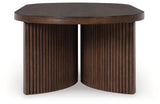 Korestone Dark Brown Coffee Table by Ashley at Eve Furniture