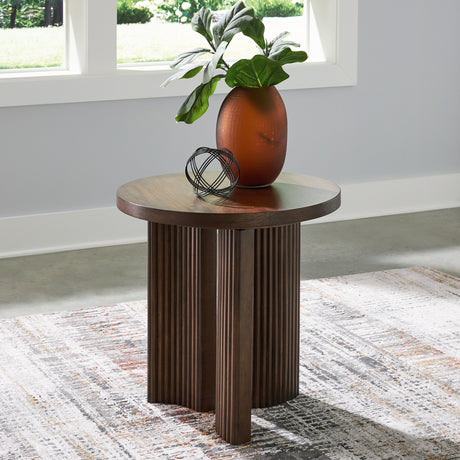 Korestone Dark Brown End Table by Ashley at Eve Furniture