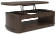Korestone Dark Brown Lift-Top Coffee Table by Ashley at Eve Furniture