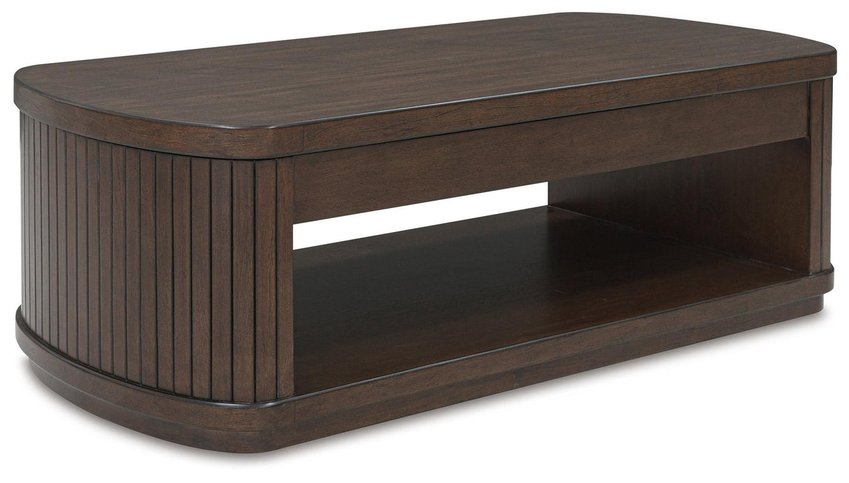Korestone Dark Brown Lift-Top Coffee Table by Ashley at Eve Furniture