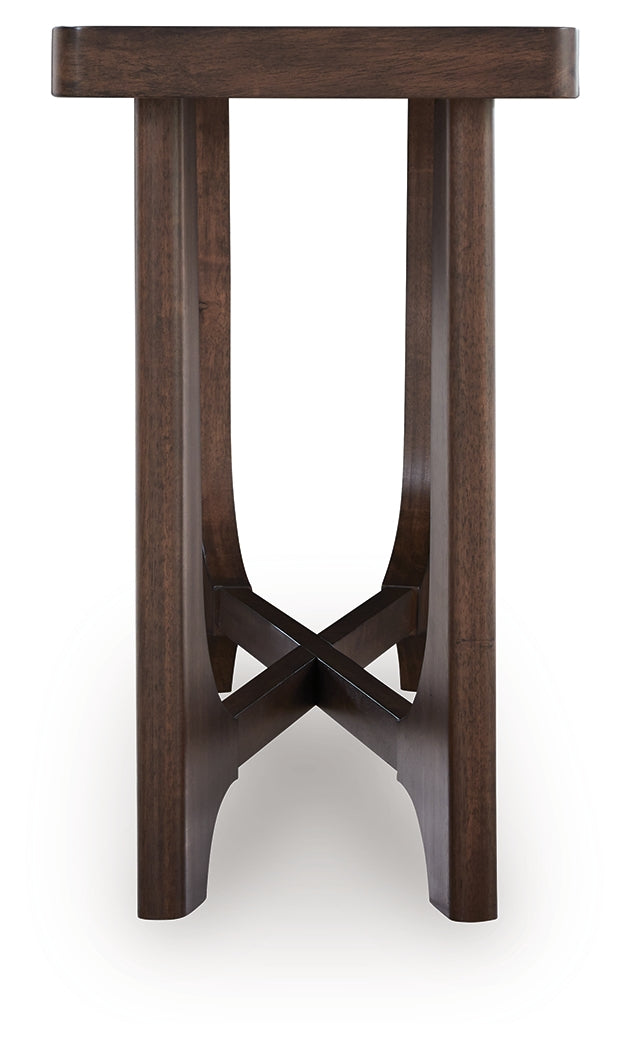 Korestone Dark Brown Sofa Table by Ashley at Eve Furniture