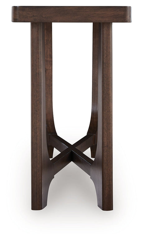 Korestone Dark Brown Sofa Table by Ashley at Eve Furniture