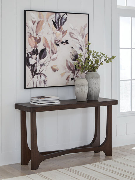 Korestone Dark Brown Sofa Table by Ashley at Eve Furniture