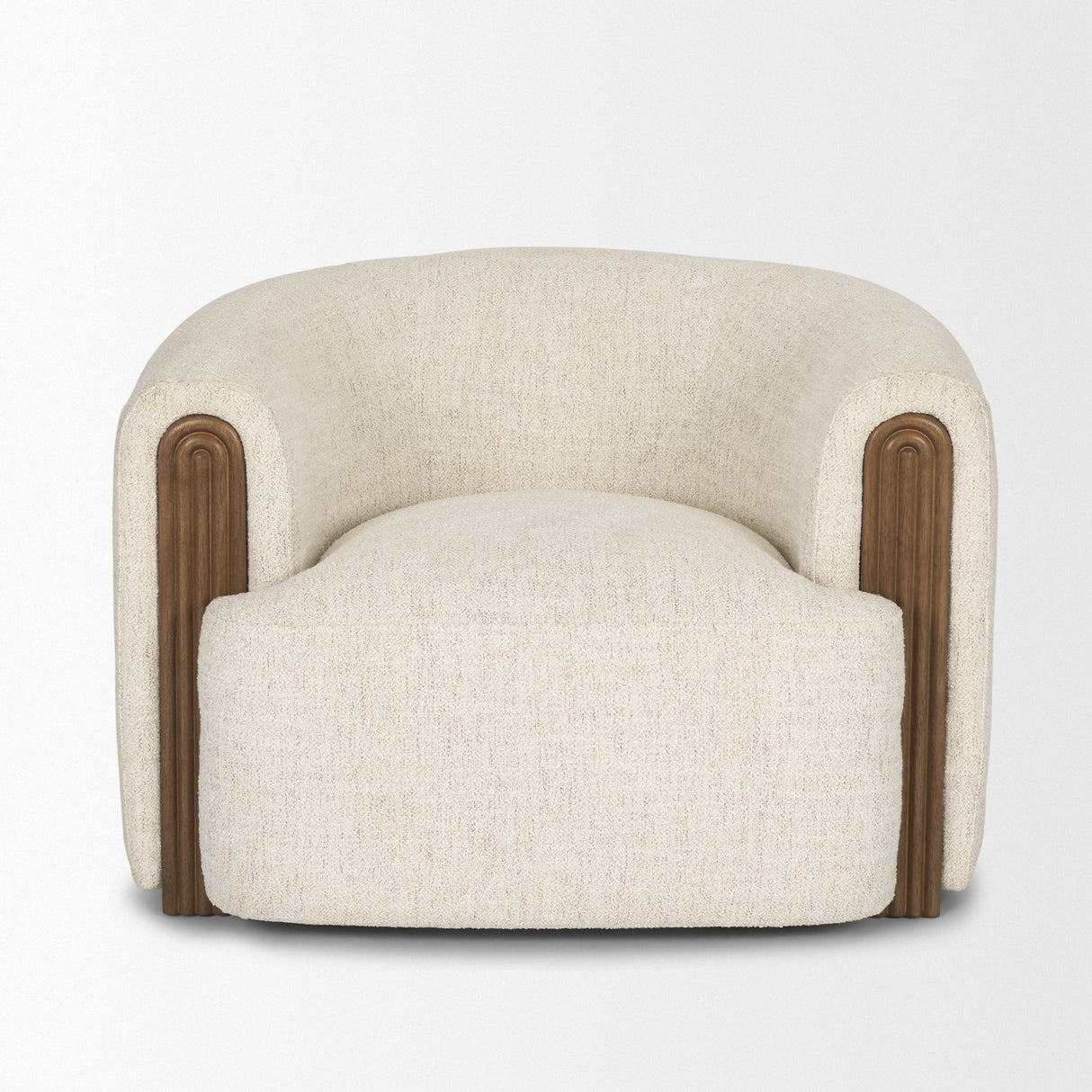 Kornelia Soft Oatmeal Fabric Barrel Accent Chair by Mercana at Eve Furniture