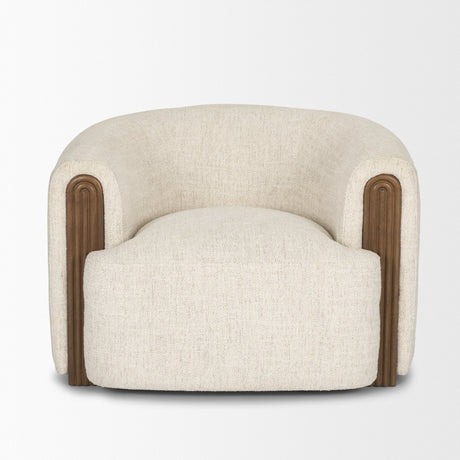 Kornelia Soft Oatmeal Fabric Barrel Accent Chair by Mercana at Eve Furniture