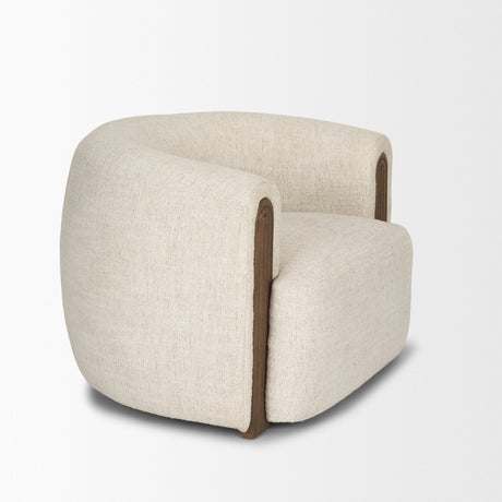Kornelia Soft Oatmeal Fabric Barrel Accent Chair by Mercana at Eve Furniture