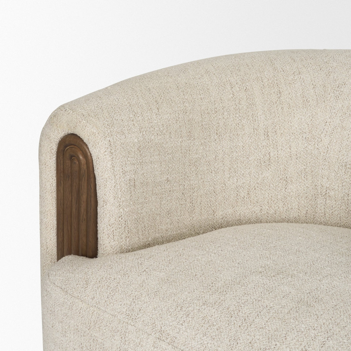 Kornelia Soft Oatmeal Fabric Barrel Accent Chair by Mercana at Eve Furniture