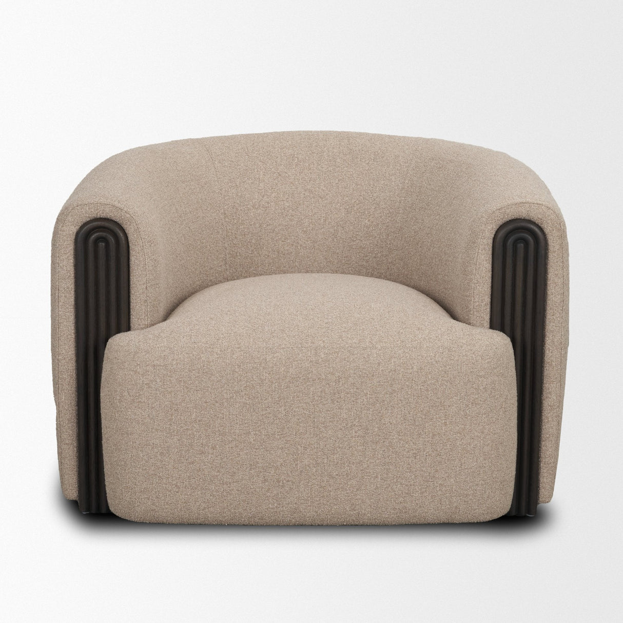 Kornelia Textured Mushroom Fabric Barrel Accent Chair by Mercana at Eve Furniture