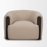 Kornelia Textured Mushroom Fabric Barrel Accent Chair by Mercana at Eve Furniture
