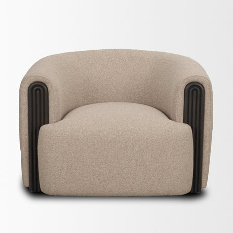 Kornelia Textured Mushroom Fabric Barrel Accent Chair by Mercana at Eve Furniture