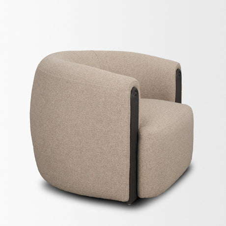 Kornelia Textured Mushroom Fabric Barrel Accent Chair by Mercana at Eve Furniture