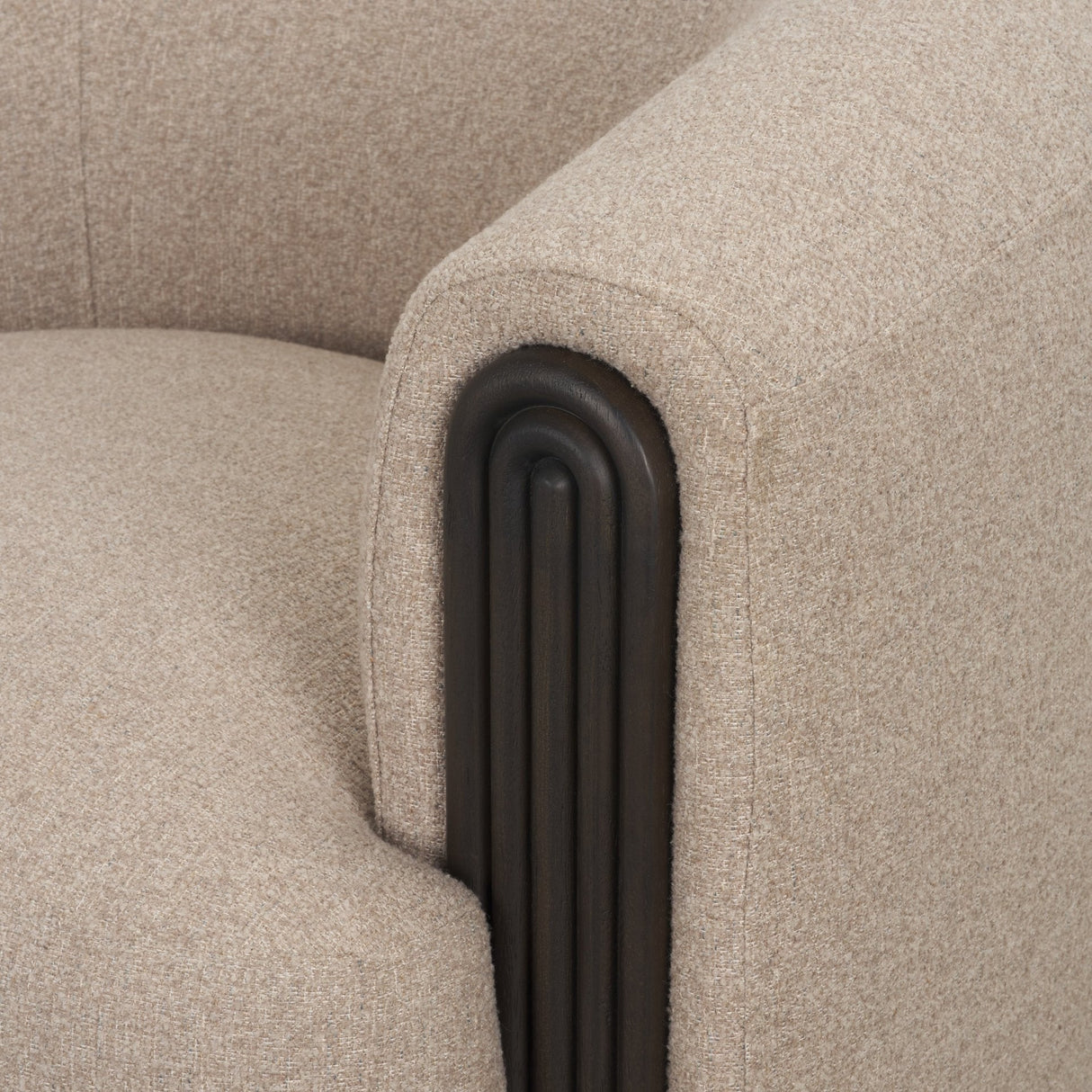 Kornelia Textured Mushroom Fabric Barrel Accent Chair by Mercana at Eve Furniture