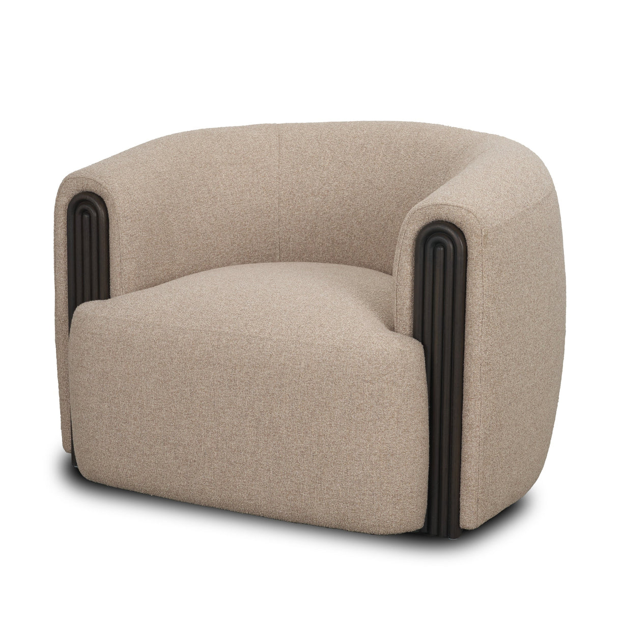 Kornelia Textured Mushroom Fabric Barrel Accent Chair by Mercana at Eve Furniture