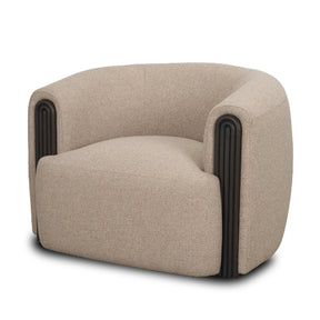 Kornelia Textured Mushroom Fabric Barrel Accent Chair by Mercana at Eve Furniture