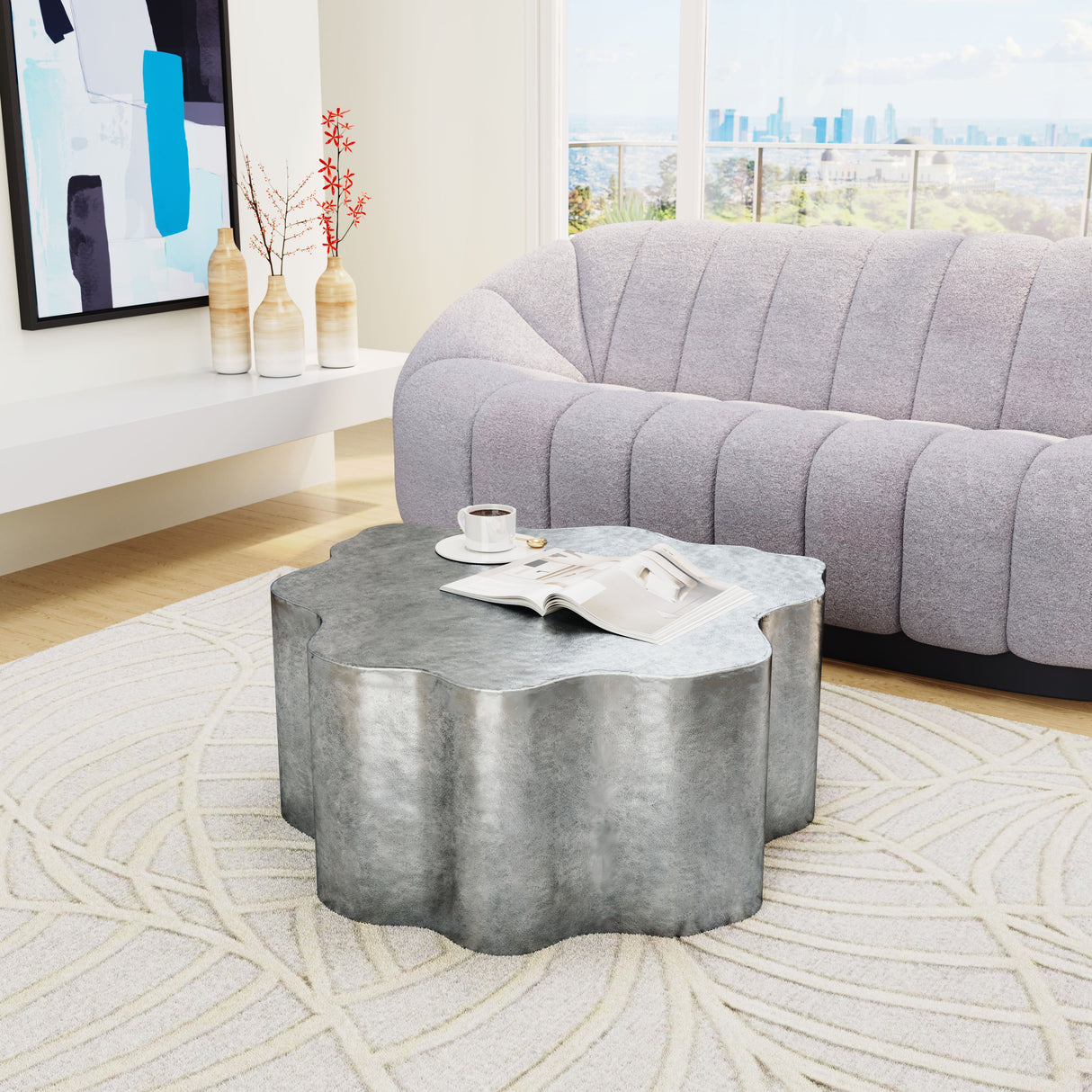 Kortha Antique Silver Coffee Table by Zuomod at Eve Furniture