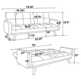 Kourtney Upholstered Track Arms Covertible Sofa Bed Sage Green