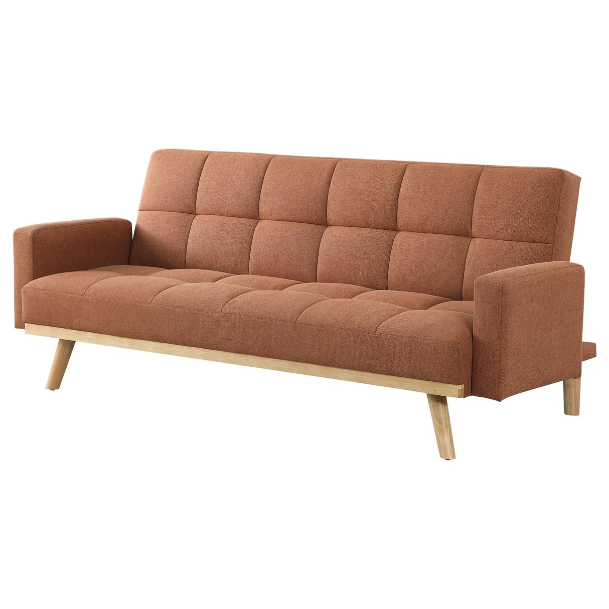 Kourtney Upholstered Track Arms Covertible Sofa Bed Terracotta