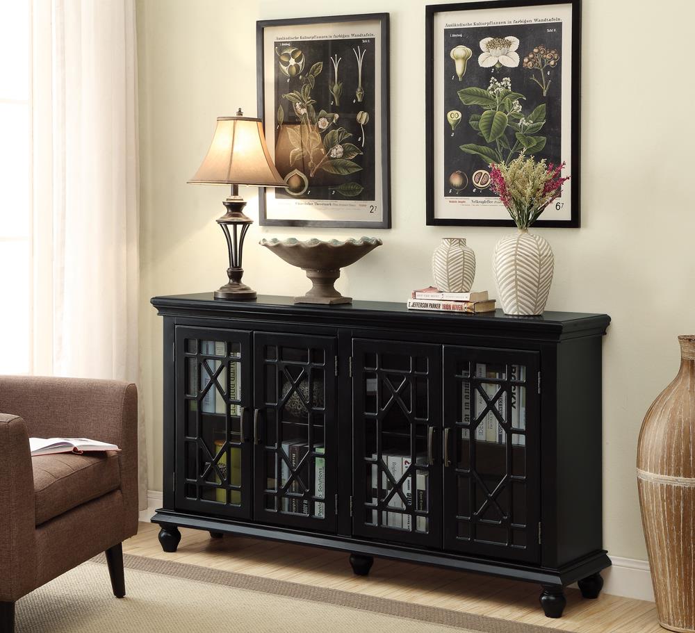 Kovu Black 4-Door Accent Cabinet