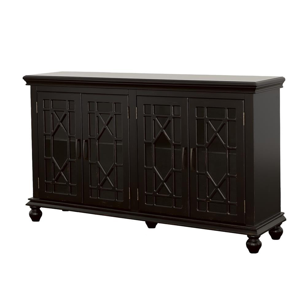 Kovu Black 4-Door Accent Cabinet