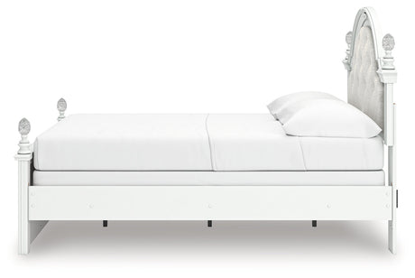 Kozlani White Full Upholstered Panel Bed, Dresser and Mirror by Ashley at Eve Furniture