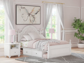 Kozlani White Full Upholstered Panel Storage Bed by Ashley at Eve Furniture