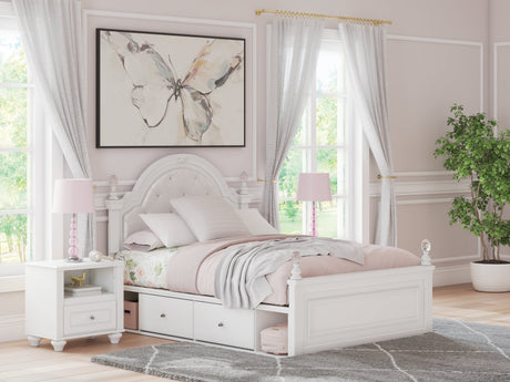 Kozlani White Full Upholstered Panel Storage Bed by Ashley at Eve Furniture