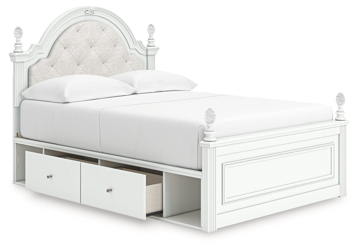 Kozlani White Full Upholstered Panel Storage Bed by Ashley at Eve Furniture