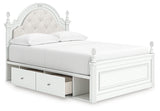 Kozlani White Full Upholstered Panel Storage Bed by Ashley at Eve Furniture