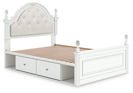 Kozlani White Full Upholstered Panel Storage Bed by Ashley at Eve Furniture