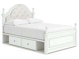 Kozlani White Full Upholstered Panel Storage Bed by Ashley at Eve Furniture