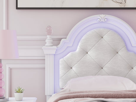 Kozlani White Twin Upholstered Panel Bed by Ashley at Eve Furniture