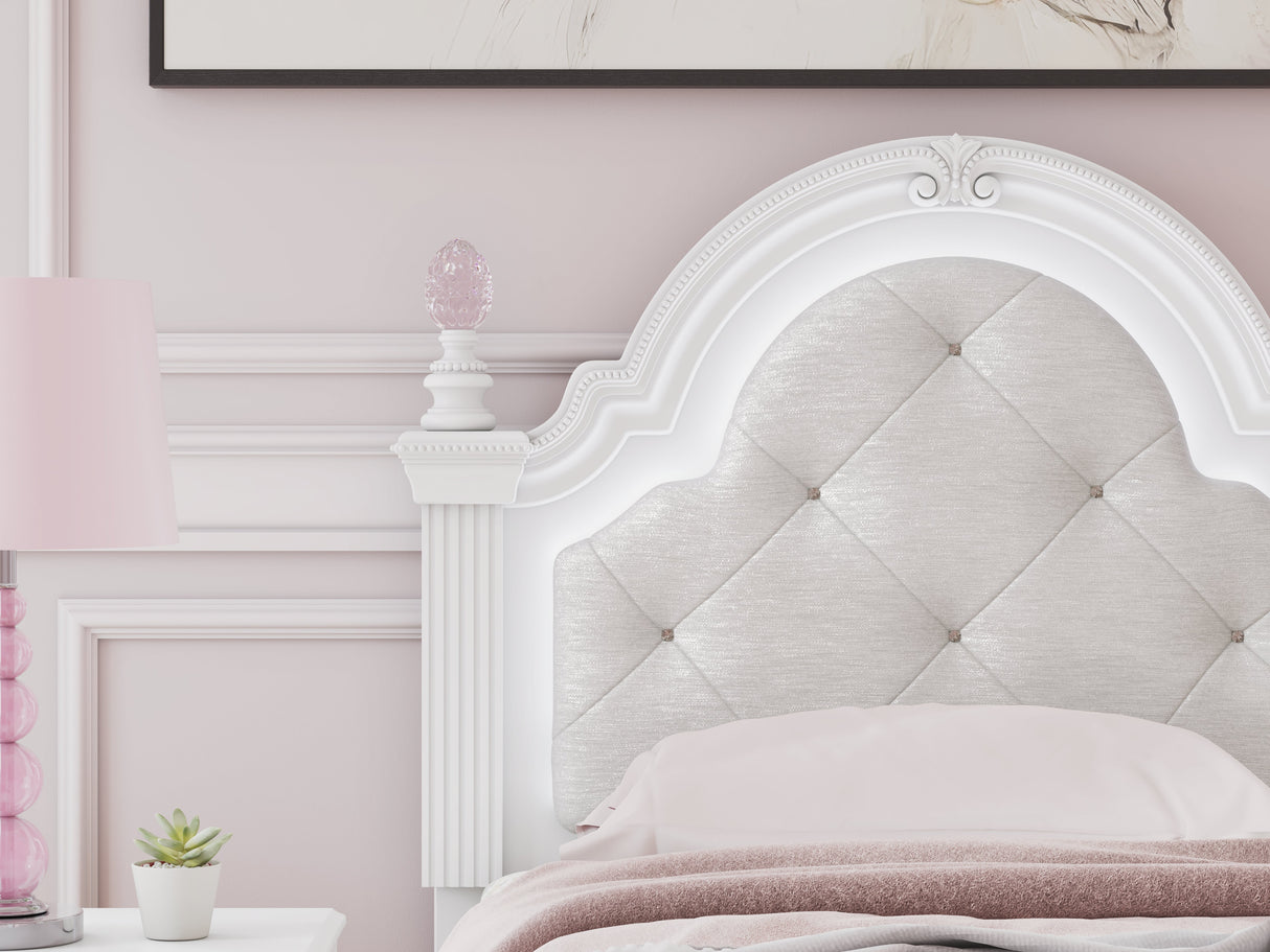 Kozlani White Twin Upholstered Panel Bed by Ashley at Eve Furniture
