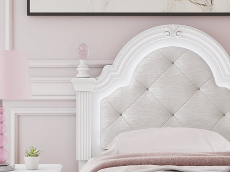 Kozlani White Twin Upholstered Panel Bed by Ashley at Eve Furniture