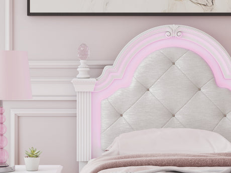 Kozlani White Twin Upholstered Panel Bed by Ashley at Eve Furniture