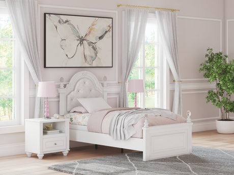 Kozlani White Twin Upholstered Panel Bed by Ashley at Eve Furniture