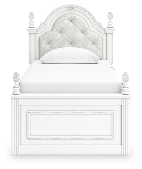 Kozlani White Twin Upholstered Panel Bed by Ashley at Eve Furniture